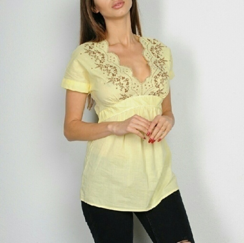 Yellow Embroidered Top